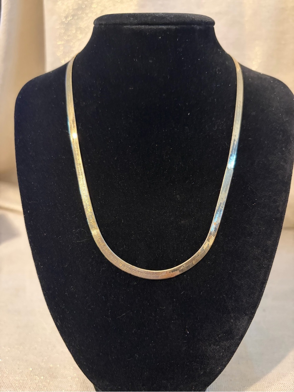 Gold Plated Herringbone Necklace - Classic Women's Chain